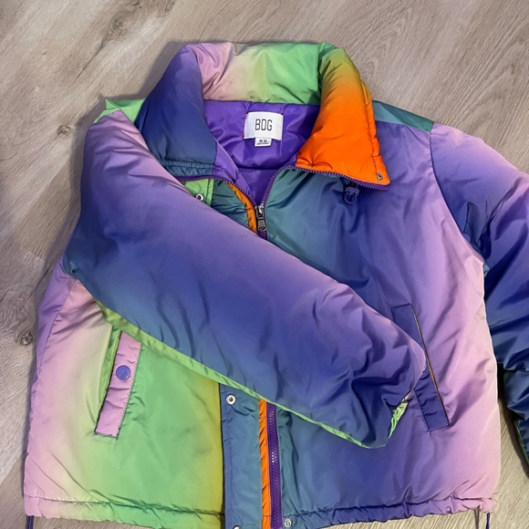 BDG Colorful Puffer Coat Size Medium - Picture 2 of 4